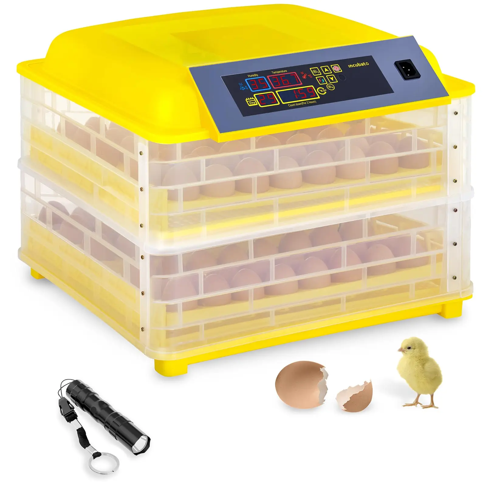 Inkubator za jajca - 96 jajc - Vklj. Svečnik za jajca - popolnoma avtomatski