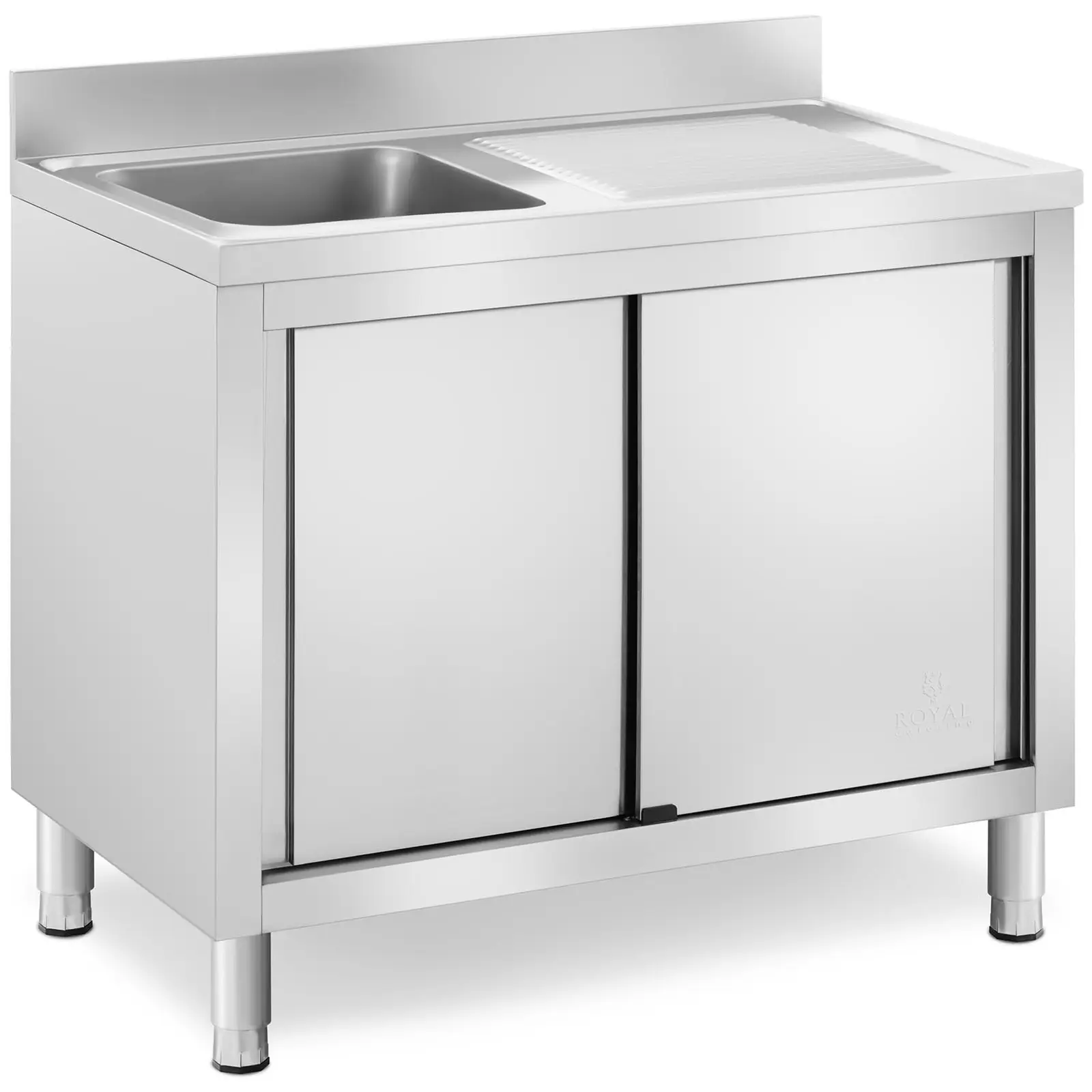 Komercialno kuhinjsko korito - 1 umivalnik - Royal Catering - Iz nerjavečega jekla - 400 x 400 x 240 mm
