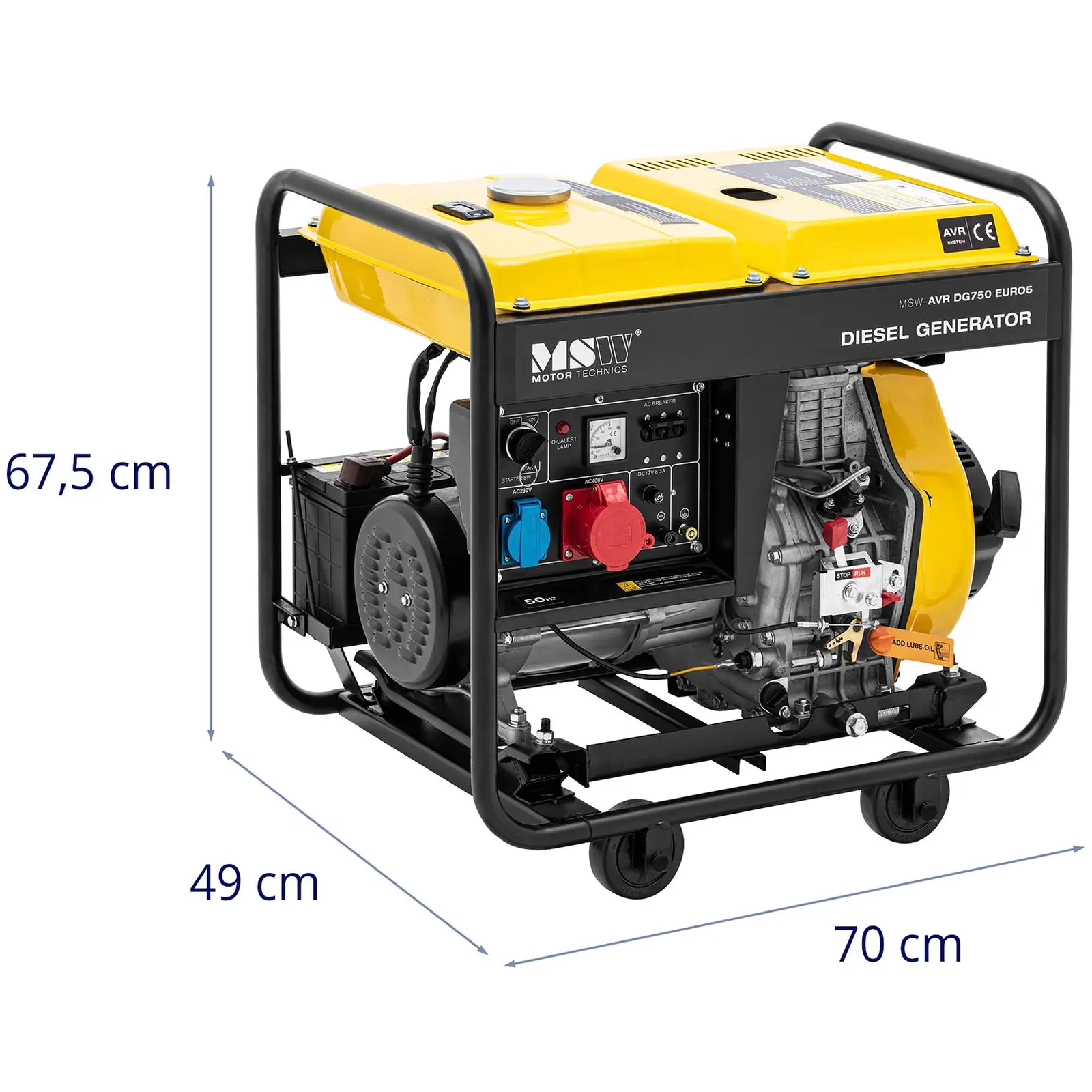 Dizelski generator - 1650 / 4600 W - 12,5 L - 230/400 V - mobilni - AVR - Euro 5