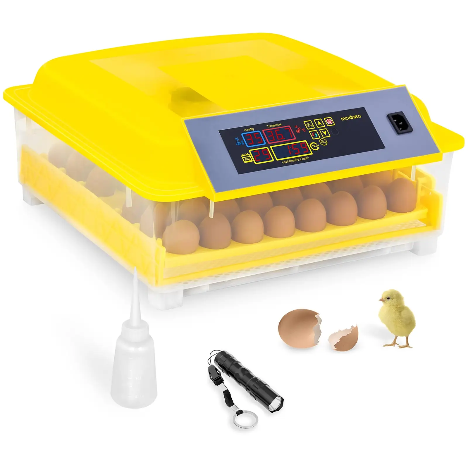 Inkubator za jajca - 48 jajc - Vklj. Svečnik za jajca in razdelilnik vode - popolnoma avtomatsko
