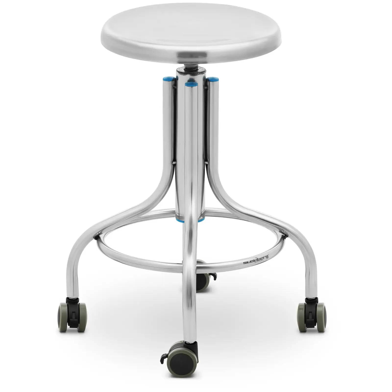 Laboratorijski stolček - na kolesih - nerjaveče jeklo - 100 kg