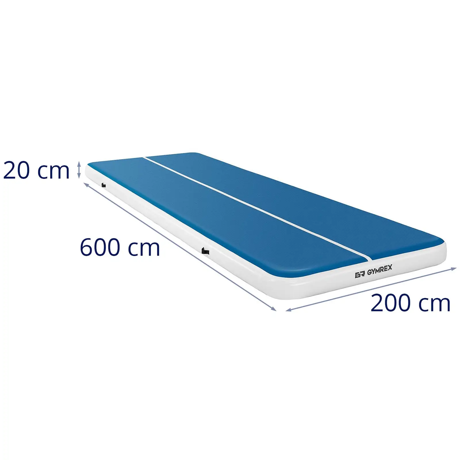 Napihljiva podloga za telovadbo - 600 x 200 x 20 cm - 400 kg - modra/bela