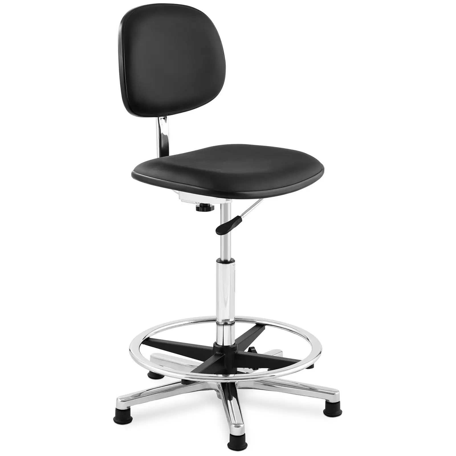Vrtljivi stolček - 120 kg - črna - obroč za noge - nastavljiva višina od 530 - 800 mm
