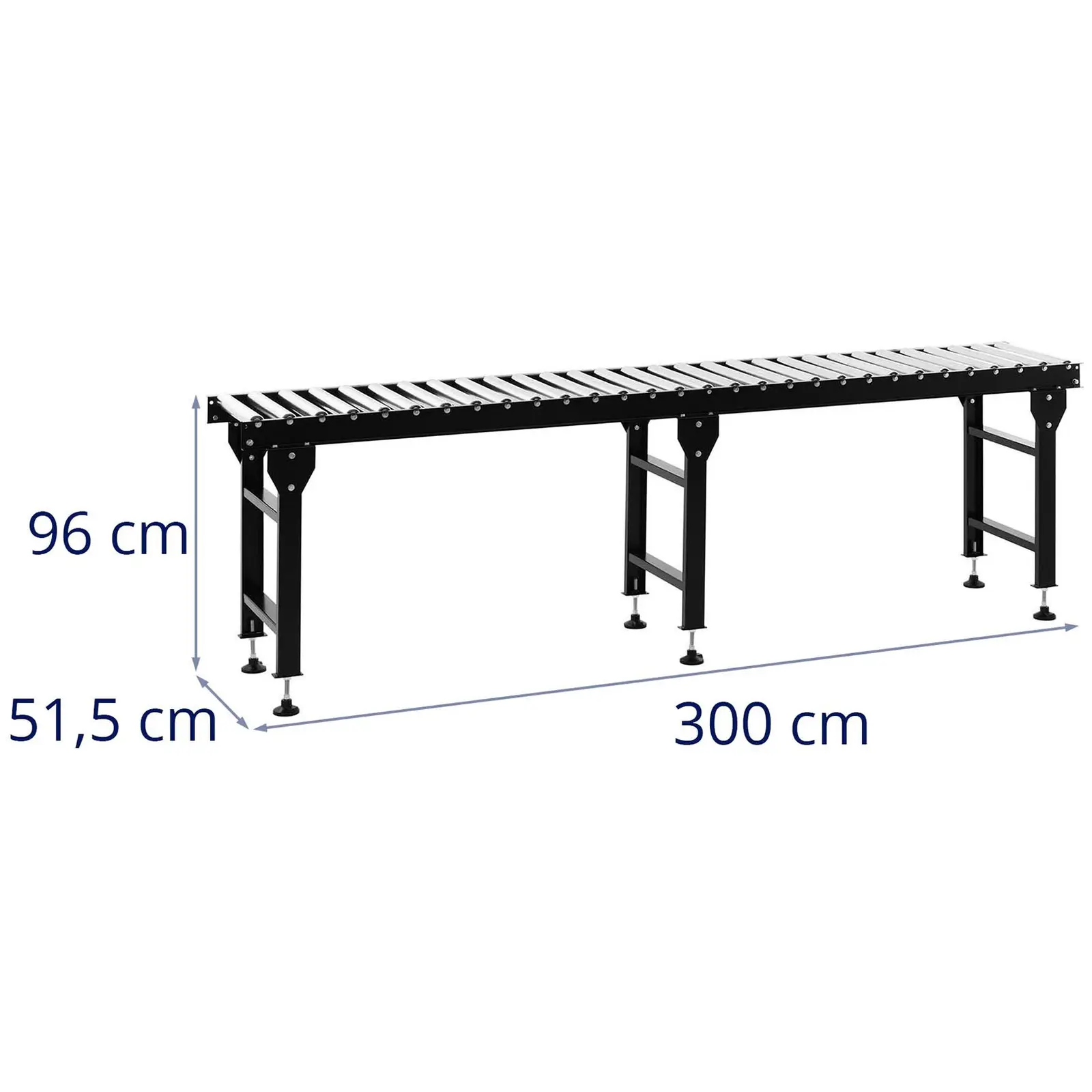Valjčna miza - 400 kg - 300 cm - 30 valjev - nastavljiva po višini